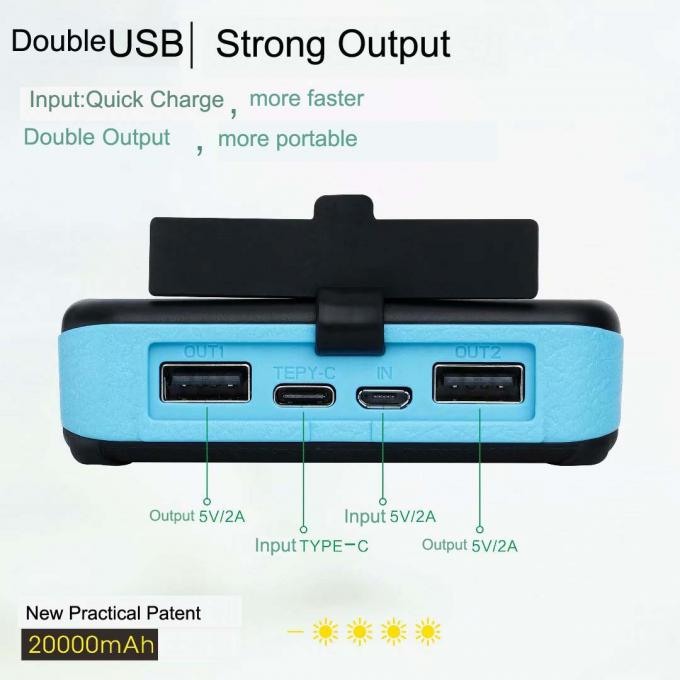 IP66 20000mah 太阳能电池板移动电源高容量 2 件 UN38.3 MSDS